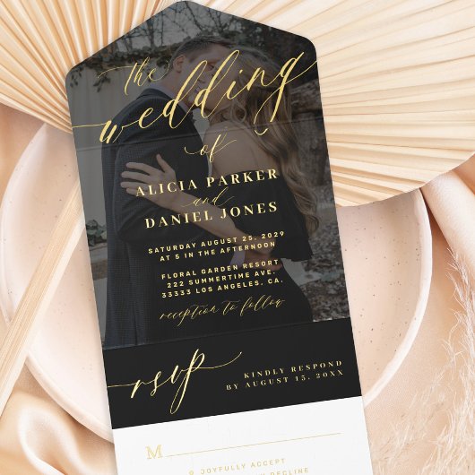 Tout En Un Invitation Mariage photo de script moderne