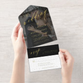 Tout En Un Invitation Mariage photo de script moderne (Détachable)