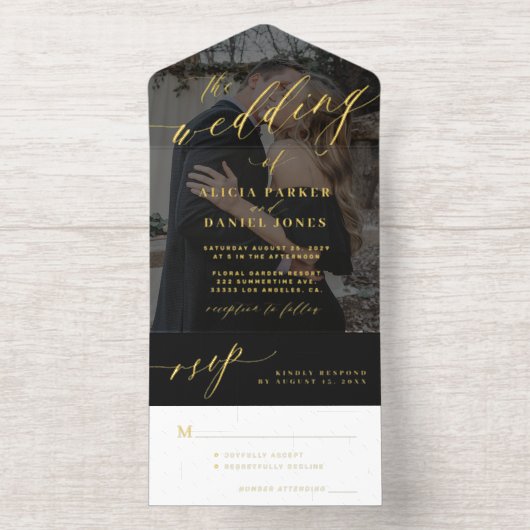 Tout En Un Invitation Mariage photo de script moderne (Intérieur)