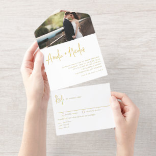 Tout En Un Invitation Mariage photo typographie écriture manuscrite noir