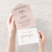 Tout En Un Invitation Mariage rose et noir (Détachable)