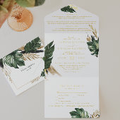 Tout En Un Invitation Mariage Tropical Green Palm & Banana Leaf