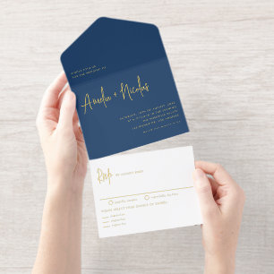 Tout En Un Invitation Mariage Typographie Moderne Écriture Manuscrite Bl