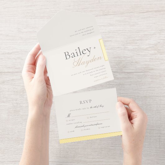 Tout En Un Invitation Minimalism Foil Block Wedding (Détachable)