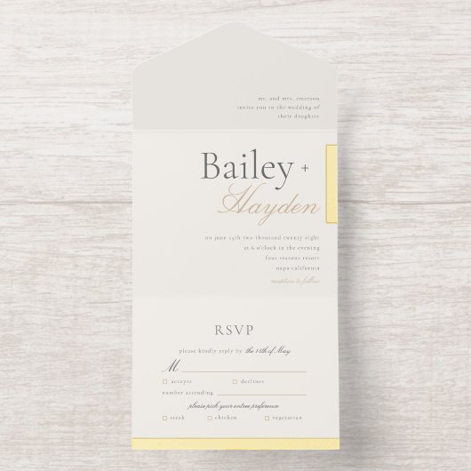 Tout En Un Invitation Minimalism Foil Block Wedding (Intérieur)