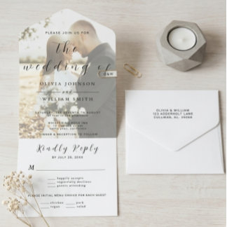 Tout En Un Invitation Minimalist Modern Elegant Photo Wedding 