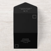 Tout En Un Invitation Minimaliste et Chic Noir | Code QR Mariage Feuille (Extérieur)