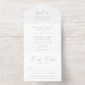 Tout En Un Invitation Modern Elegant Gold Foil Monogram Wedding (Intérieur)