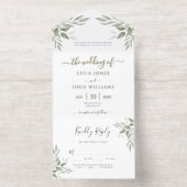 Tout En Un Invitation Modern Sage Greenery Gold Foil (Intérieur)
