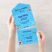 Tout En Un Invitation modifiable de fête au bord de la piscin (Déchirure)