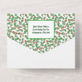 Tout En Un Invitation Modifiable Vert Feuillage Baies Rouges (Verso)