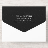 Tout En Un Invitation Monogramme à anneaux d'or moderne Mariage noir et (Verso)