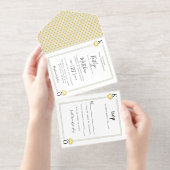 Tout En Un Invitation Monogramme Mariage de carte de jeu Real Foil Press (Détachable)