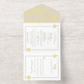 Tout En Un Invitation Monogramme Mariage de carte de jeu Real Foil Press (Intérieur)