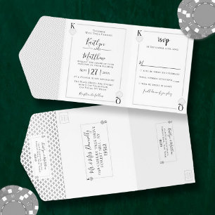 Tout En Un Invitation Monogramme Mariage de carte de jeu Real Foil Press