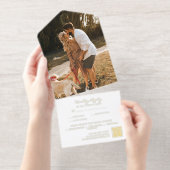 Tout En Un Invitation Monogramme minimaliste Mariage photo Code QR (Détachable)