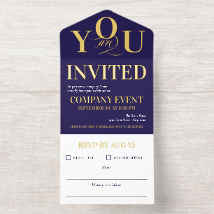 Tout En Un Invitation Navy Gold Elegant Typography Corporate Event
