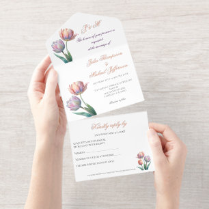 Tout En Un Invitation Pastel Tulip Mariage Suite Typographie élégante