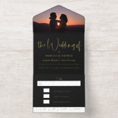 Tout En Un Invitation Photo Flap Black Wedding Foil (Intérieur)