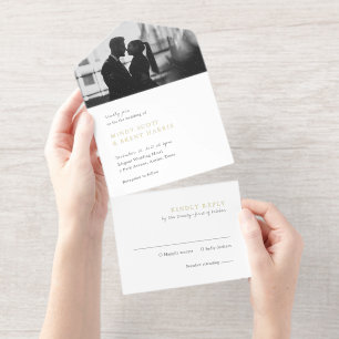 Tout En Un Invitation Photo minimaliste noir et blanc Mariage moderne