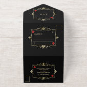 Tout En Un Invitation Real Foil Casino Poker Vegas Art Deco Wedding (Extérieur)