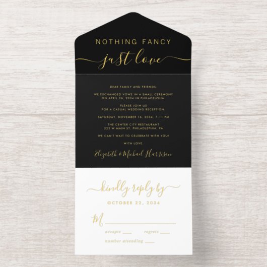Tout En Un Invitation Rien De Fancy Just Love Mariage Réception (Intérieur)