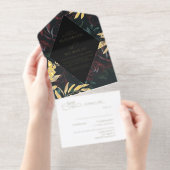 Tout En Un Invitation Rose de velours foncé bordeaux | Mariage d'hiver d (Détachable)