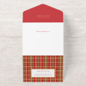 Tout En Un Invitation Rouge et Or Chaud Plaid Rustique Photo Foil (Extérieur)