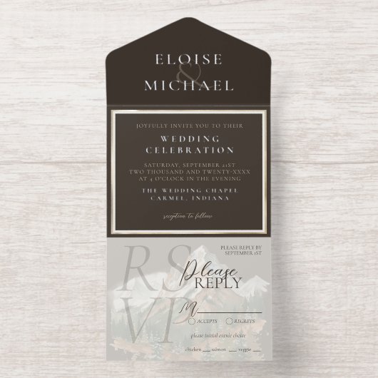 Tout En Un Invitation Rustic Copper Brown Wedding (Intérieur)