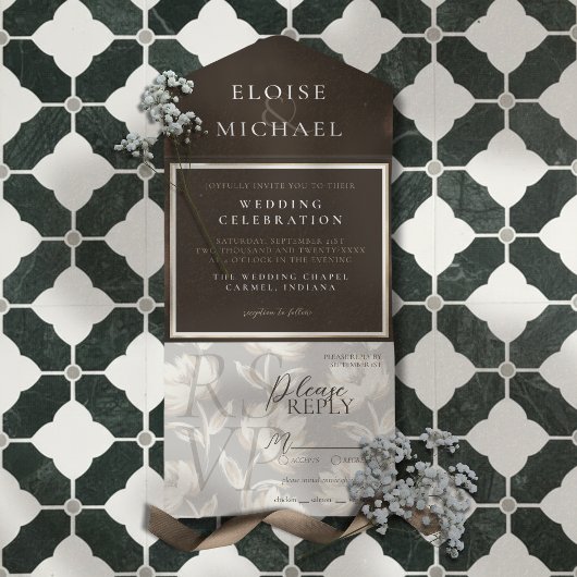 Tout En Un Invitation Rustic Copper Brown Wedding