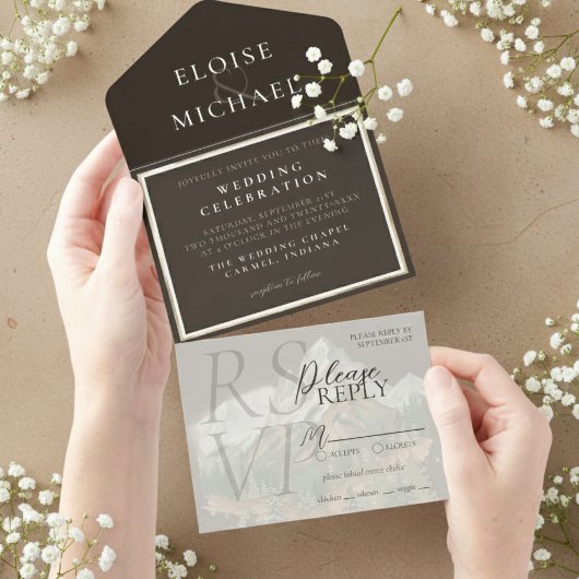 Tout En Un Invitation Rustic Copper Brown Wedding