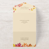 Tout En Un Invitation Rustic Watercolor Falling Leaves Autumn Wedding (Extérieur)