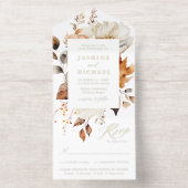 Tout En Un Invitation Rustique Automne Floral Mariage d'huile or (Intérieur)