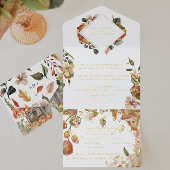 Tout En Un Invitation Rustique Floral Automne Mariage | Feuilles automna