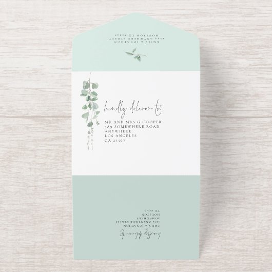 Tout En Un Invitation Sage Eucalyptus Nous Faisons Mariage Foil (Extérieur)