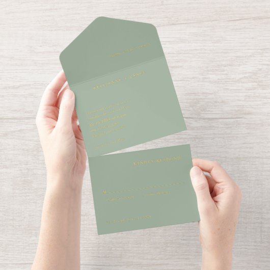 Tout En Un Invitation Sage Green Simple Modern Wedding (Détachable)