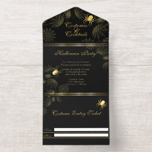 Tout En Un Invitation Soirée d'Halloween des Araignées d'or