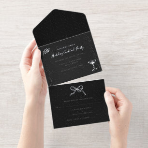 Tout En Un Invitation Soirée personnalisée Noir Blanc