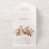 Tout En Un Invitation Terracotta Floral Boho Fall Foliing Mariage (Extérieur)