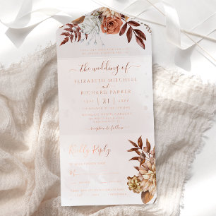 Tout En Un Invitation Terracotta Floral Boho Fall Foliing Mariage