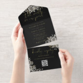 Tout En Un Invitation Til Death Gothic Roses Floral QR Code Wedding Foil (Détachable)