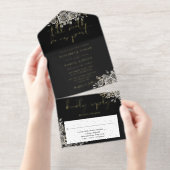 Tout En Un Invitation Til Death Gothic Roses Floral Wedding Foil (Détachable)