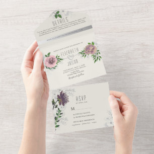 Tout En Un Invitation Tout-Compris de Fleurs et Feuillage Ros