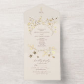 Tout En Un Invitation tout-en-un à fleurs neutres (À l'intérieur)