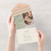 Tout En Un Invitation tout-en-un photo vert Peach (Déchirure)