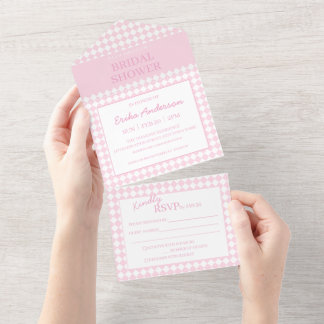 Tout En Un Invitation tout-en-un pour Baby Shower rose clair