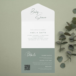 Tout En Un Invitation tout-en-un pour une baby shower au vert