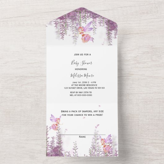 Tout En Un Invitation tout-en-un thème fée magique (À l'intérieur)