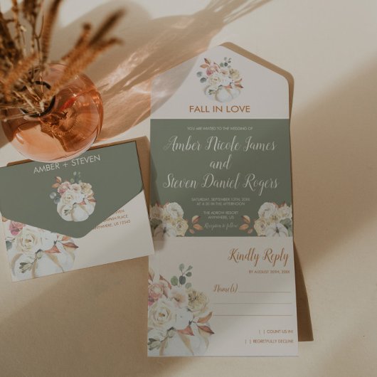 Tout En Un Invitation Triplée Mariage d'automne