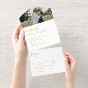Tout En Un Invitation Typographie moderne et Mariage photo manuscrit